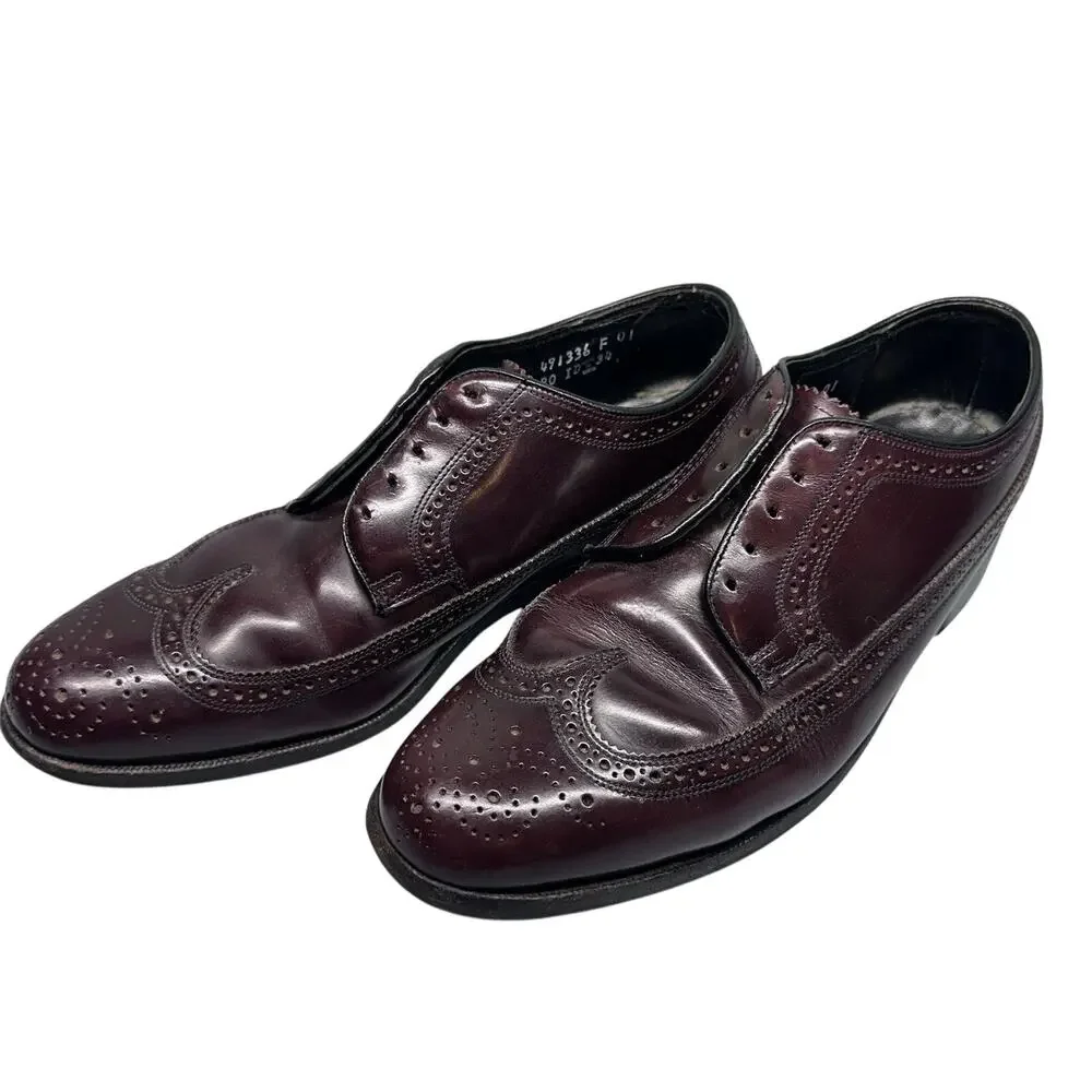 Men's Florsheim Imperial‎ Kenmoor Longwing Oxfords Dress Shoes SZ 7.5 D Burgundy